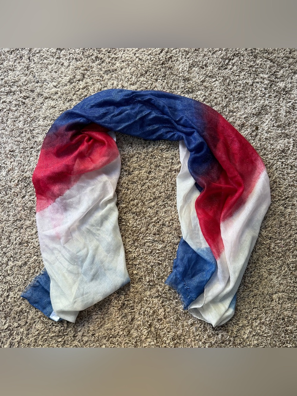 Lightweight Red, White & Blue Gradient metallic USA pride Scarf 72 x 32”